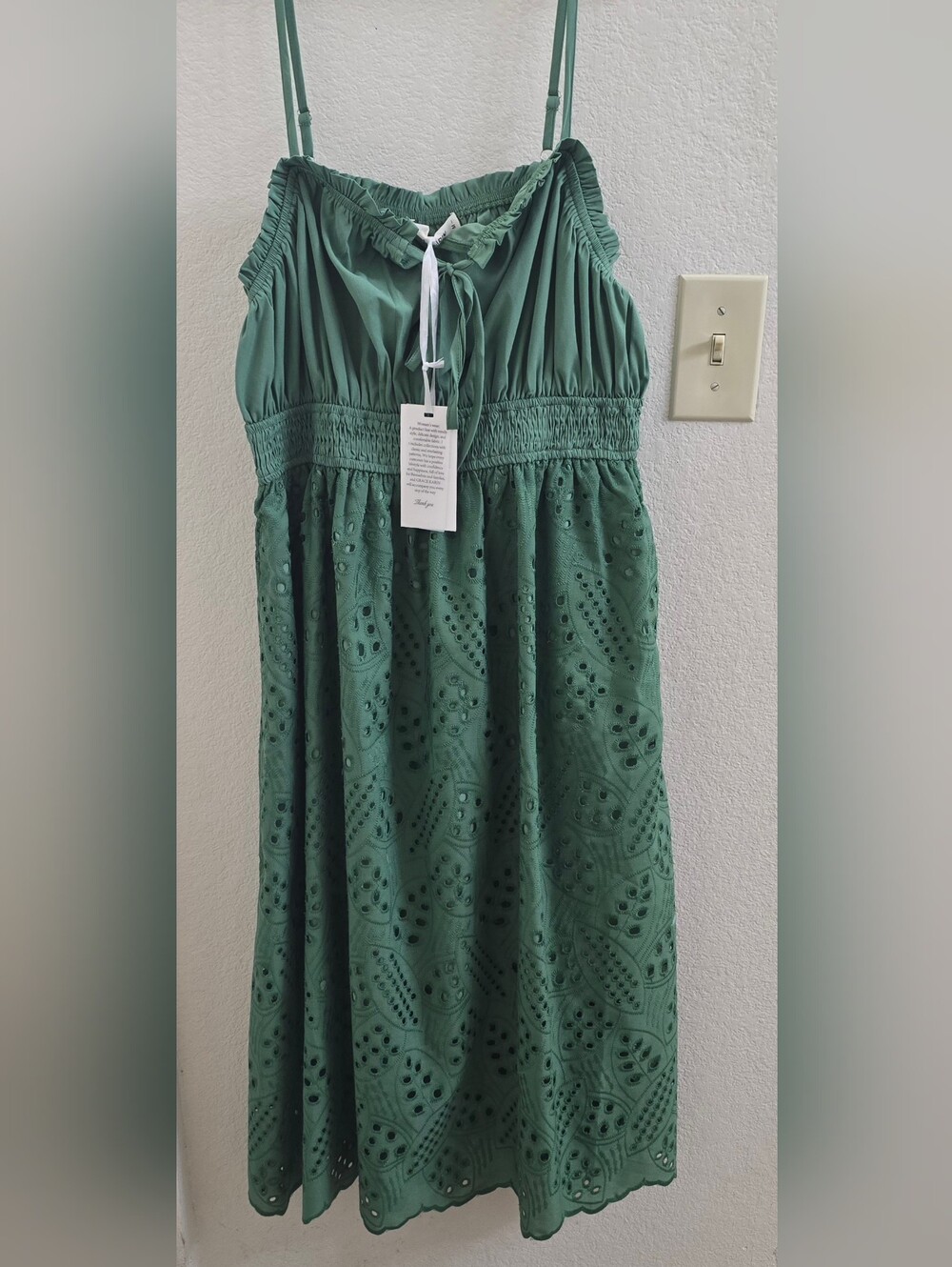 Grace Karin Teal Green Eyelet Smocked Sundress for Women